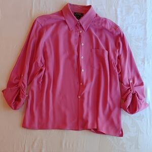 Ralph Lauren red 100% silk long sleeves with Rouleau loops18 W